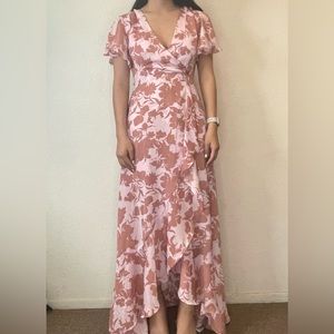 Pink floral maxi dress